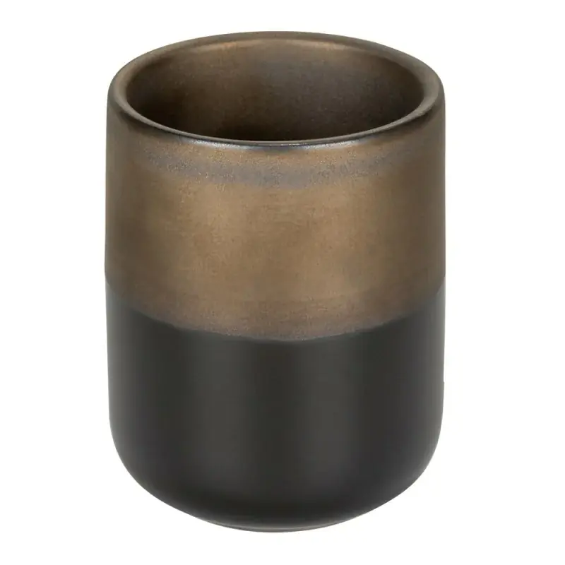 Vendita Finale Porta spazzolini nero opaco e bronzo in ceramica Teos