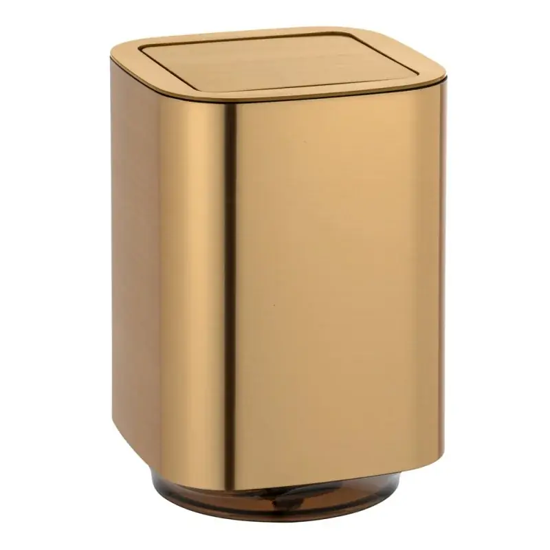 A Buon Prezzo Cestino portarifiuti color oro satinato e nero 5 lt con coperchio basculante Lumina