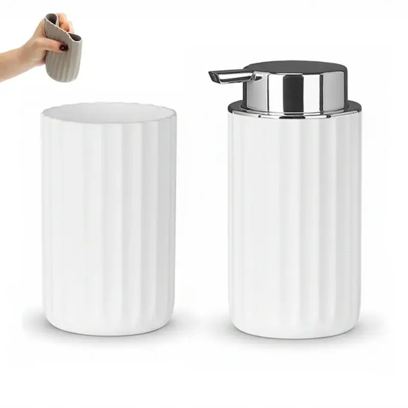 Offerta Limitata Set accessori bagno da due pezzi in gomma termoplastica bianca - Gummy