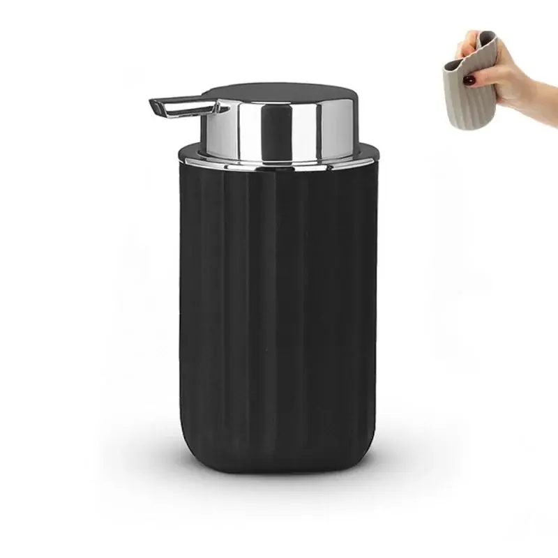 Offerta Del Giorno Dispenser sapone nero con dosatore cromato in gomma termoplastica - Gummy