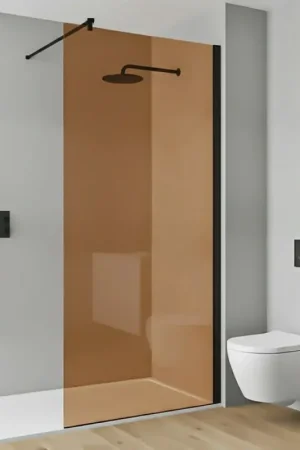 A Buon Prezzo Box doccia walk-in 100cm in vetro temperato bronzo e profilo nero Klug