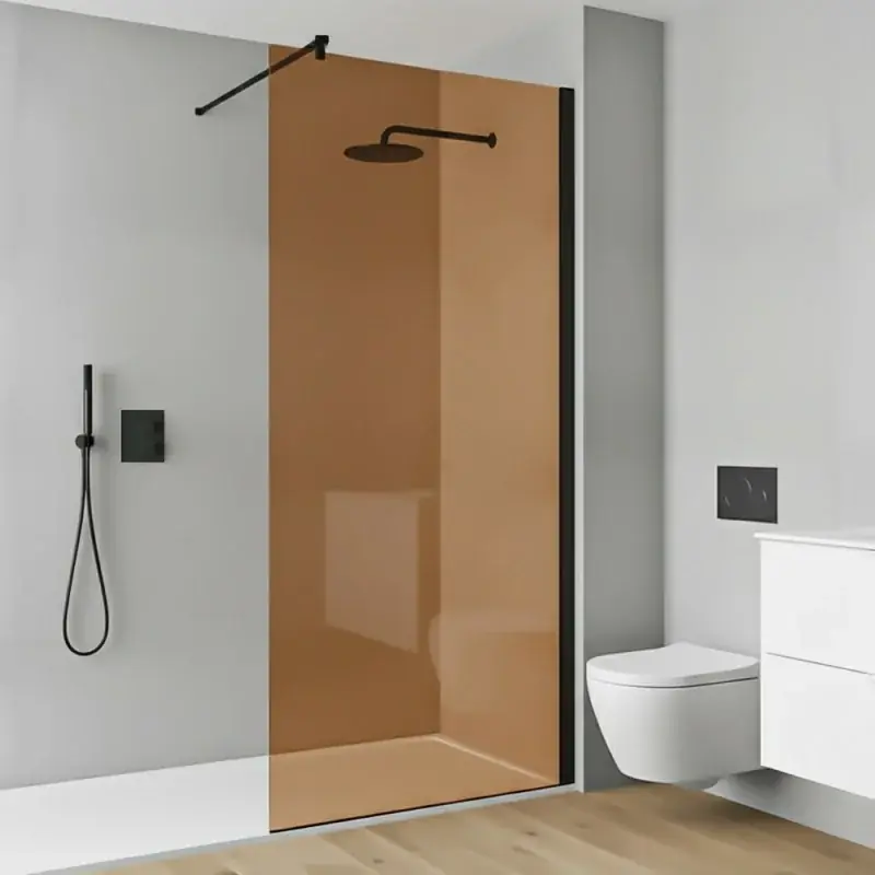 Consegna Rapida Box doccia walk-in 80cm in vetro temperato bronzo e profilo nero Klug