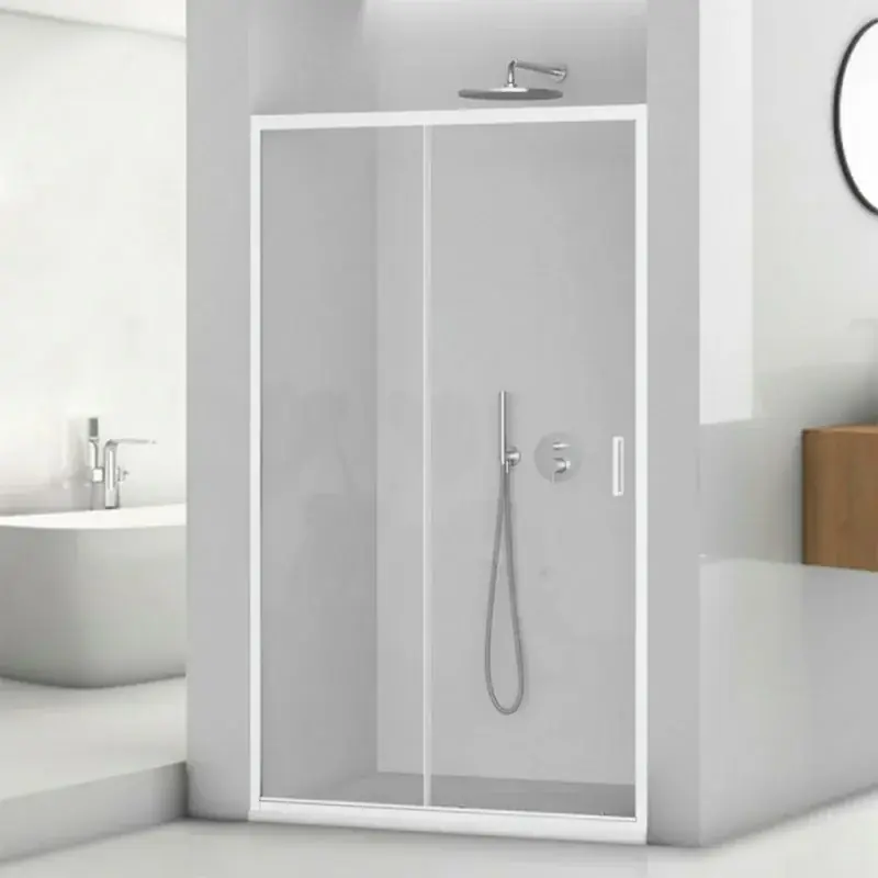 Porta doccia nicchia 120cm in vetro temperato trasparente scorrevole con profilo bianco Tay Quantità Limitata