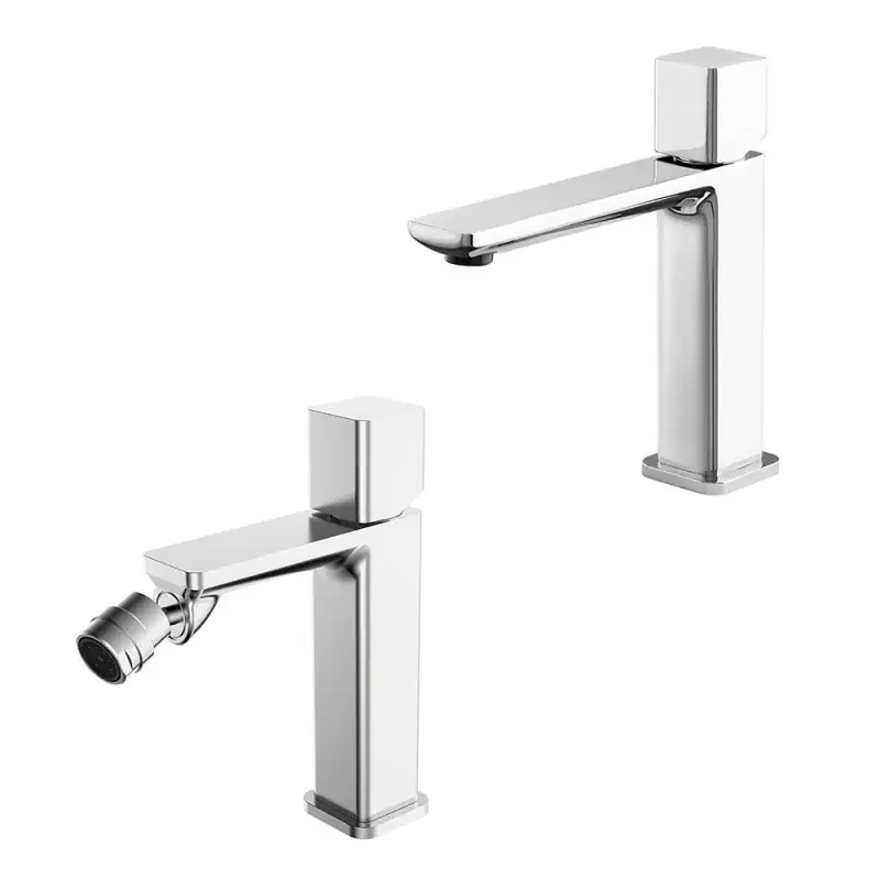 Must-Have Set miscelatori lavabo a bocca lunga e bidet in ottone cromato Lotus