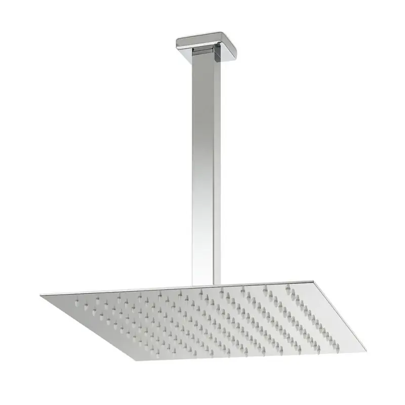 Compra Online Set doccia in ottone con braccio verticale e soffione quadrato 25 x 25 cm cromo