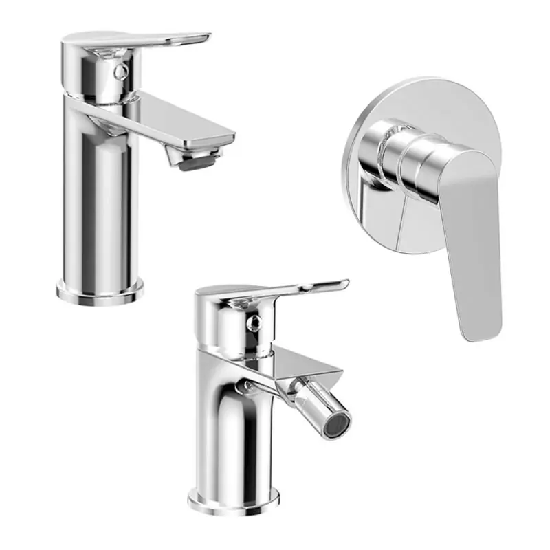 Set miscelatori lavabo, bidet e doccia in ottone cromato lucido Aurora Promo Stagionale