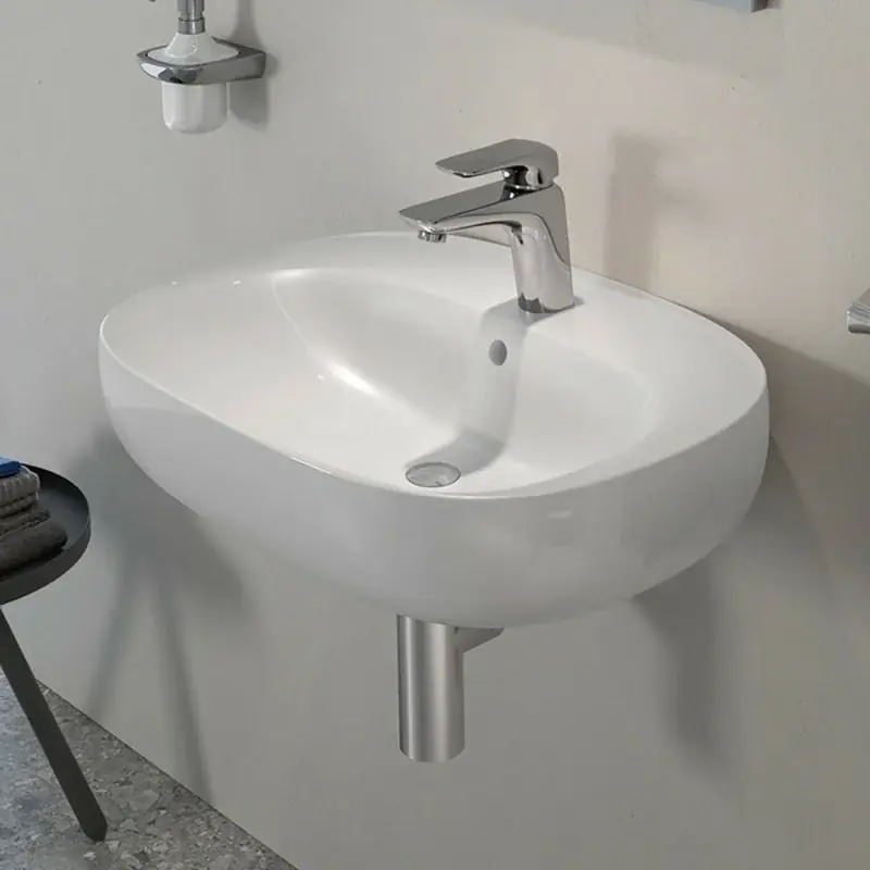 A Buon Prezzo Lavabo ovale 55 cm sospeso bianco in ceramica Rak Illusion