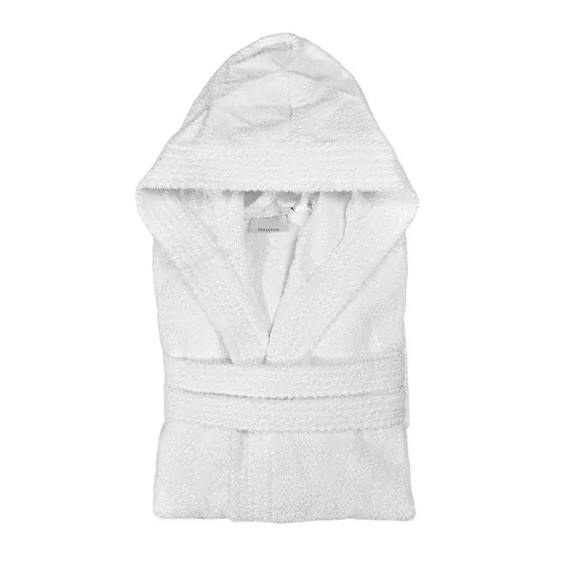 Accappatoio bianco 100% cotone taglia M con tasche cappuccio e cintura Super Prezzo