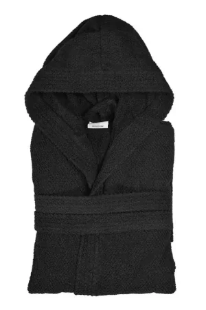 A Buon Prezzo Accappatoio nero 100% cotone taglia M con tasche cappuccio e cintura