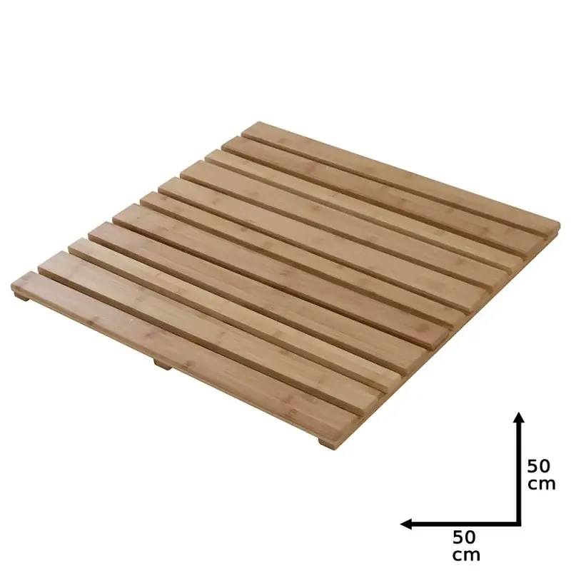 Pedana Doccia Quadrata in Legno di Bambù 50x50 cm Professionale