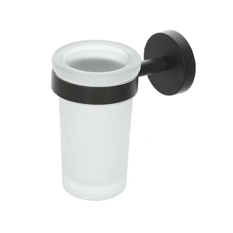Bicchiere porta spazzolino a muro nero opaco linea Chic Black Prezzo Conveniente