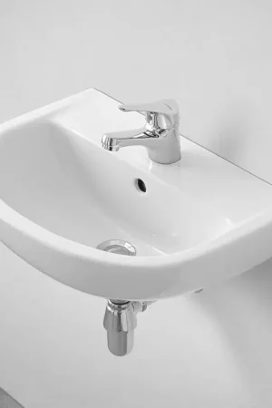 A Buon Prezzo Lavandino bagno sospeso 55 cm in ceramica bianca lucida salvaspazio