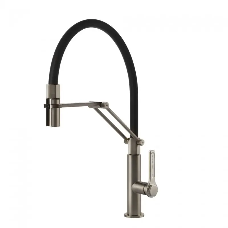 Ultime Pezzi PRONTA CONSEGNA - Gessi Miscelatore semi pro monocomando con doccetta estraibile Officine - Gessi 60055 149 finitura Finox