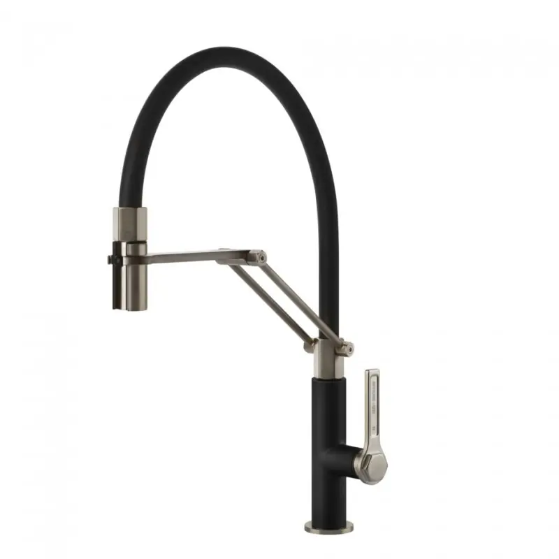 PRONTA CONSEGNA - Gessi Miscelatore semi pro monocomando con doccetta estraibile Officine - Gessi 60055 599 finitura Finox / Matte Black Popolare