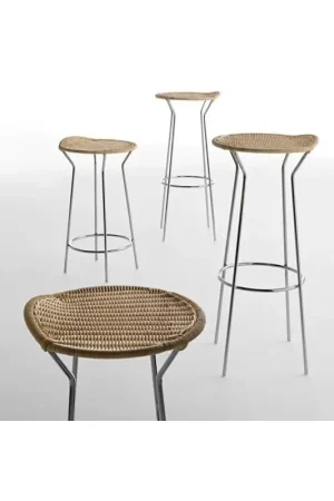 Horm Sgabello Bar art. YE0600/YE0700 con struttura in metallo e seduta in midollino Sconto