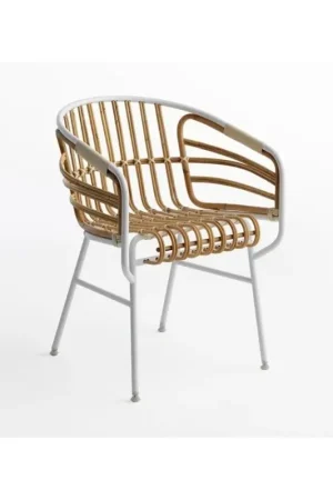Horm Sedia Raphia Rattan art. CM8731N con struttura in metallo e seduta in rattan - Con braccioli Promozione