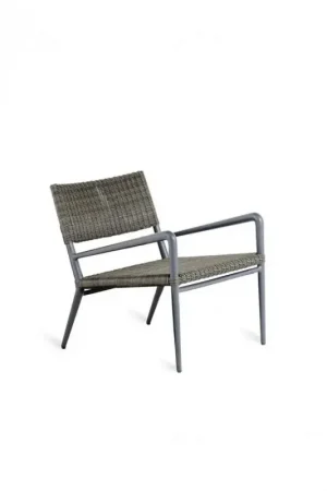A Buon Prezzo Unopiù Poltrona impilabile EXPERIENCE con struttura in alluminio e seduta in WaProLace antique brown