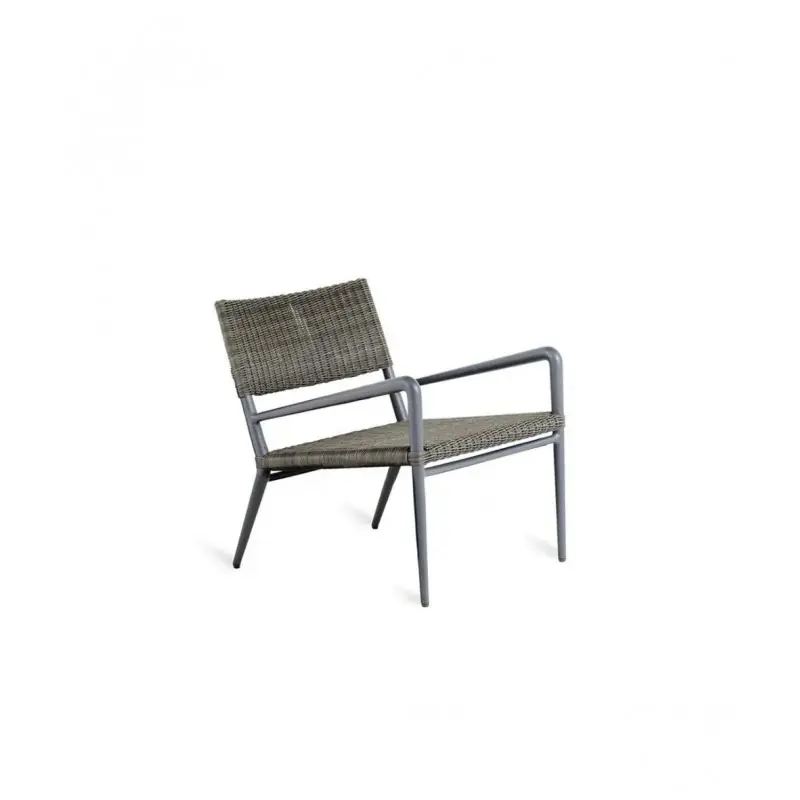 A Buon Prezzo Unopiù Poltrona impilabile EXPERIENCE con struttura in alluminio e seduta in WaProLace antique brown