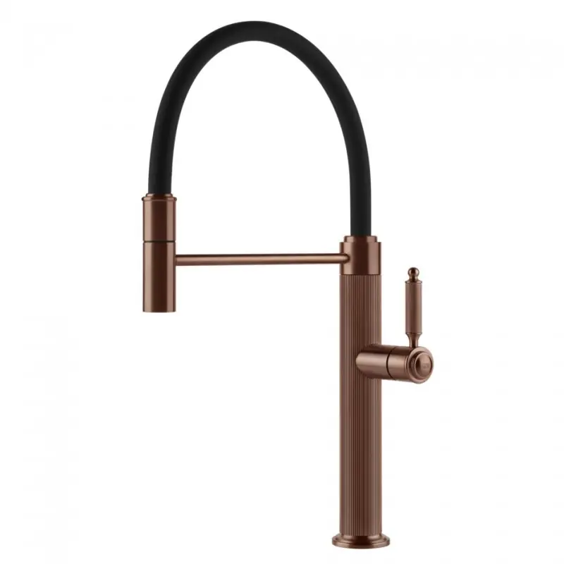 Nuova Collezione Gessi Miscelatore semi pro monocomando con doccetta estraibile Venti20 60634 708 finitura Copper Brushed
