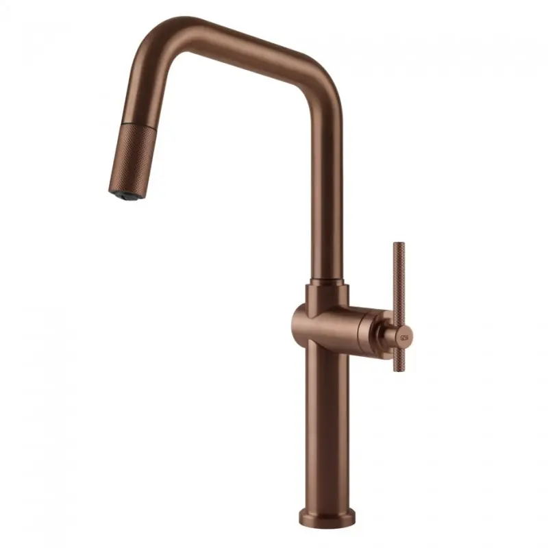 PRONTA CONSEGNA - Gessi Miscelatore monocomando con doccetta estraibile Habito 60652 708 finitura Copper Brushed Esclusivo