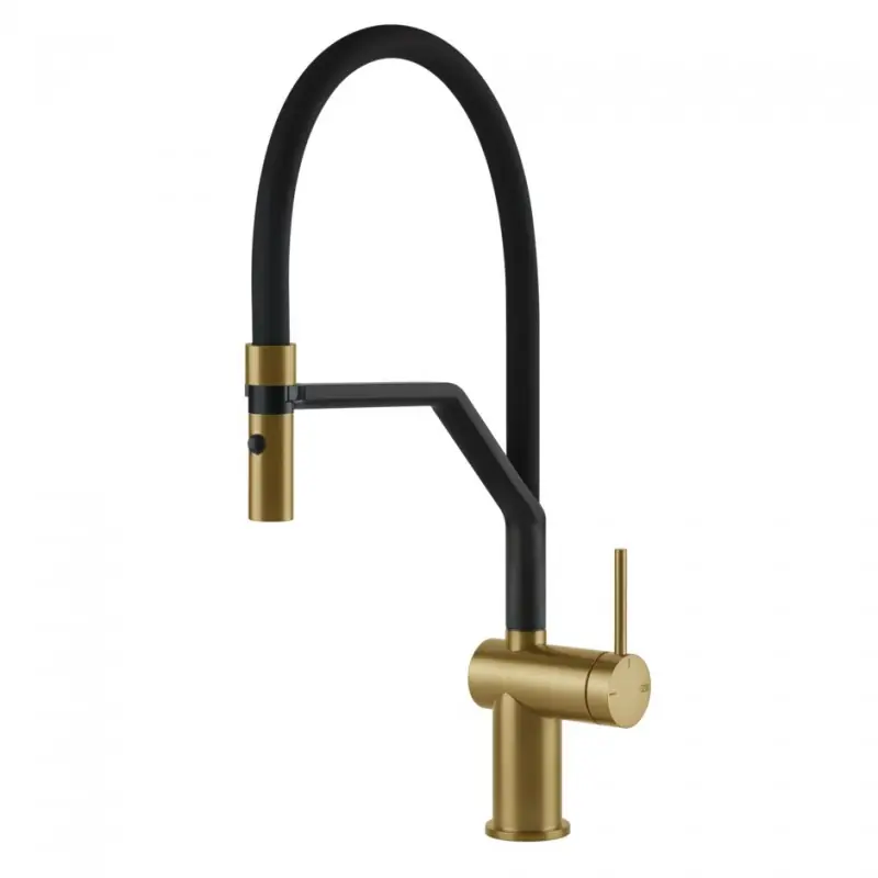 Gessi Miscelatore semi pro monocomando con doccetta estraibile Inedito Collection 60429 716 finitura Gold Brushed PVD Prezzo Di Fabbrica