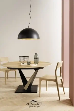 Altacorte Tavolo rotondo allungabile West con struttura in ferro e piano a scelta da 147(207)x147 cm - 1 allunga Compra Adesso