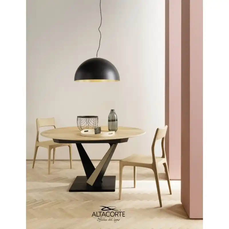 Altacorte Tavolo rotondo allungabile West con struttura in ferro e piano a scelta da 147(207)x147 cm - 1 allunga Compra Adesso