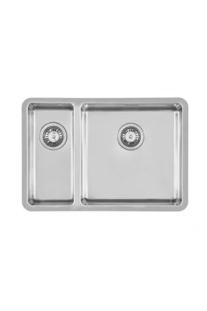 A Buon Prezzo Foster Lavello due vasche 2202 851 finitura acciaio inox da 66x45 cm - Vasca grande a destra