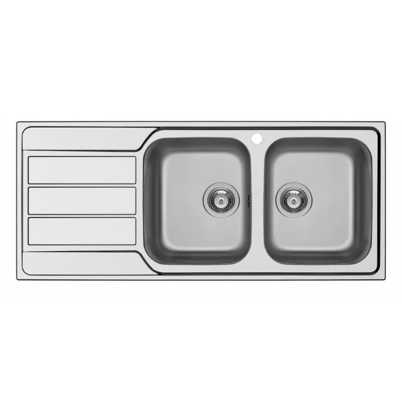 Ultima Occasione Schock Lavello due vasche con gocciolatoio a sinistra MASTER D200 MASTD200DX finitura inox spazzolato da 116x50 cm