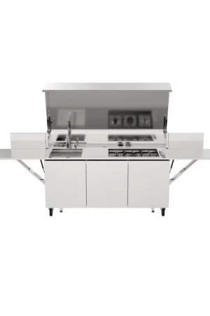 Bautek Foster Cucina da esterno a libera installazione FINALMENTE 7555 001 in acciaio inox da 185/327 cm Sconto