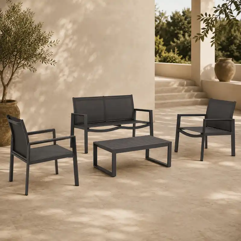 Direttamente Dal Produttore Andrea Bizzotto Set Salotto Esterno da Giardino Kallen in Alluminio Antracite