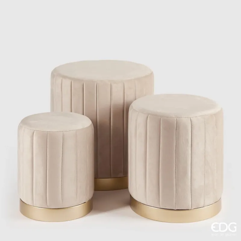 Reso Gratuito EDG Enzo De Gasperi Set 3 Pouf Righe Nocciola