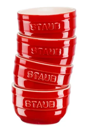 Staub Set 4 Ramekin in ceramica Rosso Ciliegia D9 cm Ultimissimo Modello
