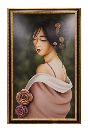 Art Maiora Quadro Adara con Cornice Nero Oro Dipinto a Mano su Tela 120x75 cm A Buon Prezzo