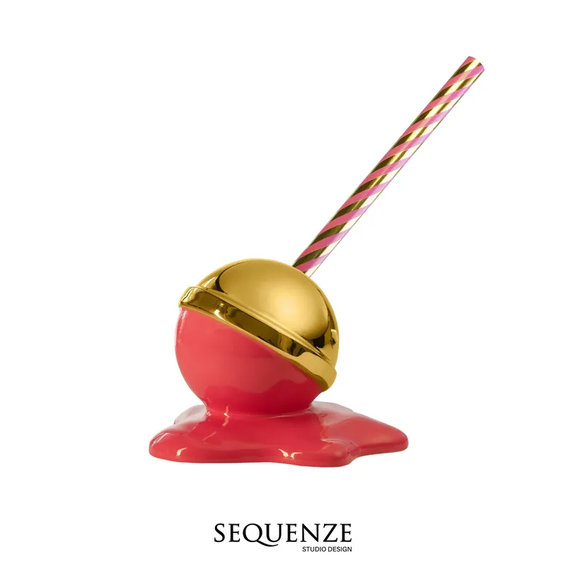 Novità Sequenze Scultura Lovely Lolly Fucsia Oro Grande 18x15 cm