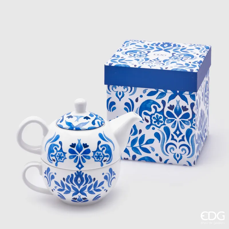 EDG Enzo de Gasperi Teiera Maiolica con Manico H14 D15 cm in porcellana Soddisfatti O Rimborsati