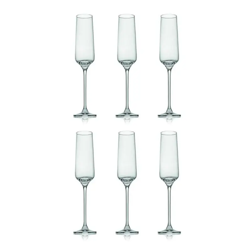 IVV Set 6 Calici Flute Testing Hour 190 ml in Vetro Non Perdere