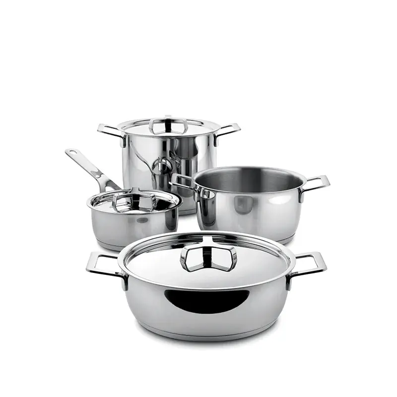 Più Venduto Alessi Batteria di Pentole Pots&Pans 7 Pezzi Acciaio Inox