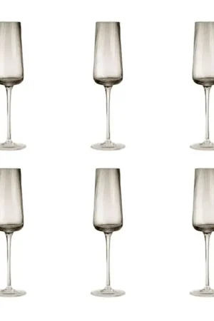 Evviva Set 6 Flute Reale in Vetro 220 ml Fumè Esclusivo