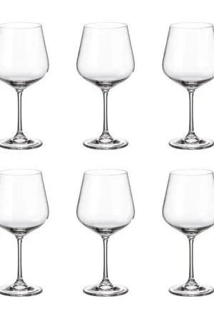 Crystal Bohemia Dora Strix Set 6 Calici Vino Rosso 600 ml in Vetro Offerta Speciale