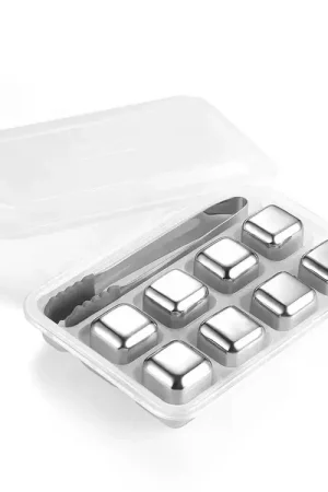 Compra Adesso Cubetti di Ghiaccio in Acciaio Inox refrigeranti riutilizzabili 6 Pezzi con Pinza