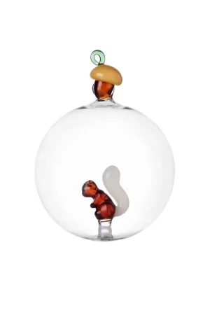 Ichendorf Milano Acorns Set 2 Palle di Natale Scoiattolo Interno in Vetro Borosilicato Spedito Oggi