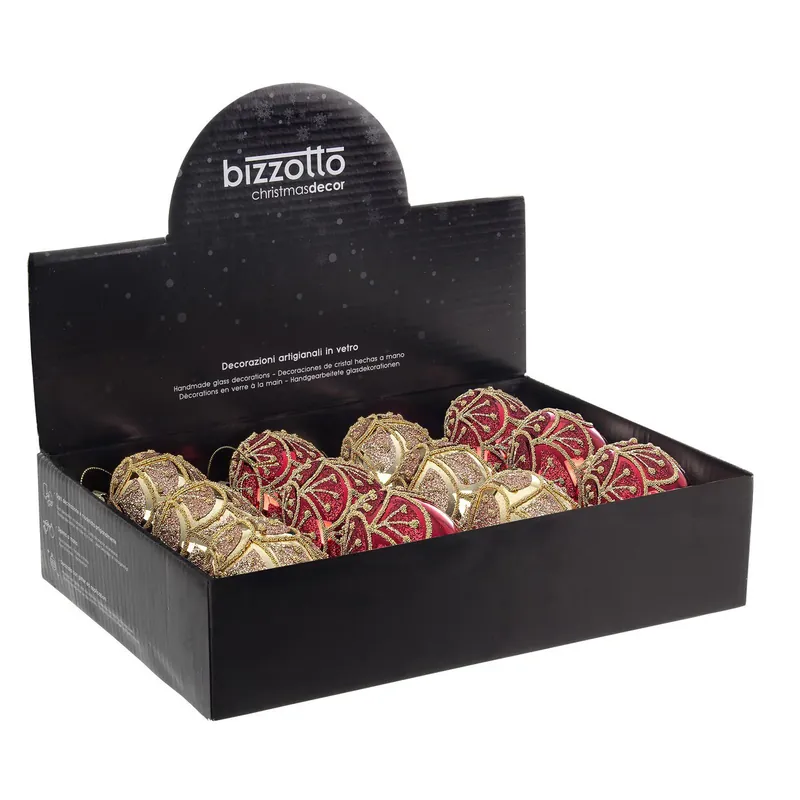 Andrea Bizzotto Set 12 Palline di Natale in Vetro Rosse D8 cm Solo Oggi
