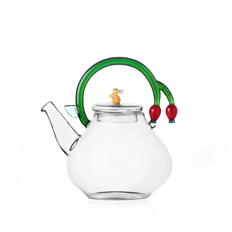 Ichendorf Milano Woodland Tales Teiera Bacche Rosa Canina in Vetro Borosilicato Ultimissimo Modello