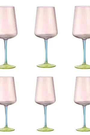 Evviva Set 6 Calici Vino Reale in Vetro 500 ml Multicolor Occasione