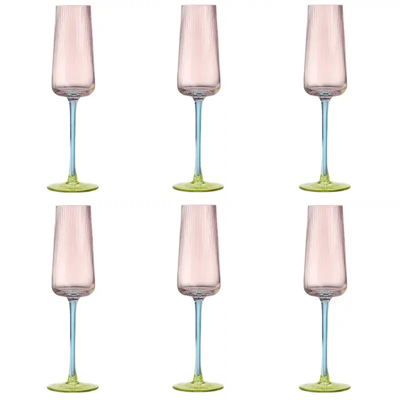 Evviva Set 6 Flute Reale in Vetro 220 ml Multicolor Popolare