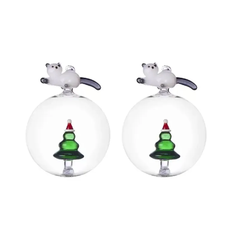 Ultimissimo Modello Ichendorf Milano Tabby Cat Set 2 Palle di Natale Gatto e Albero