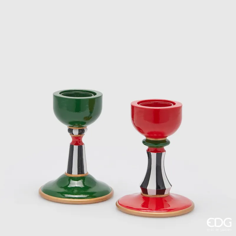 EDG Enzo De Gasperi Set 2 Portacandele Scacchi H15 D11 cm Occasione