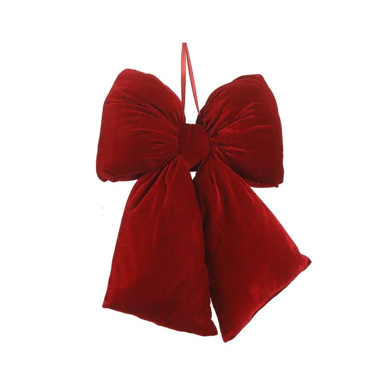 Di Tendenza Vetur Decorazione Fiocco Natalizio in Velluto 36 cm Burgundy