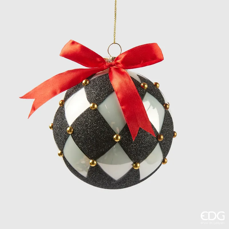 EDG Enzo De Gasperi Palla di Natale Scacchi D10 cm Direttamente Dal Produttore